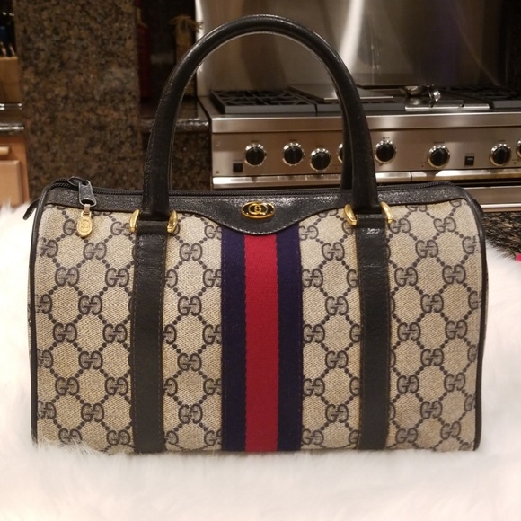 Gucci Handbags - Vintage Gucci Web GG Monogram Canvas Boston Bag
